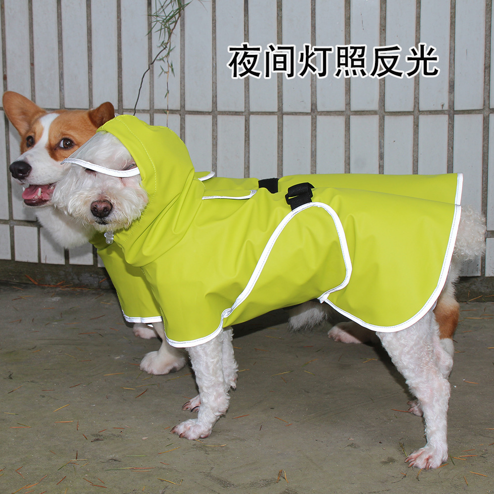 Amazon's towing pet dog raincoat, tummy wrap, teddy Corgi dog raincoat, cape, reflective clothing