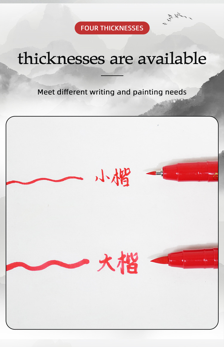 Mayúsculas mayúsculas caligrafía pluma de belleza pincel suave pluma de estudiante rotulador pluma de lectura de oro rojo pluma de escritura de secado rápido pic 2