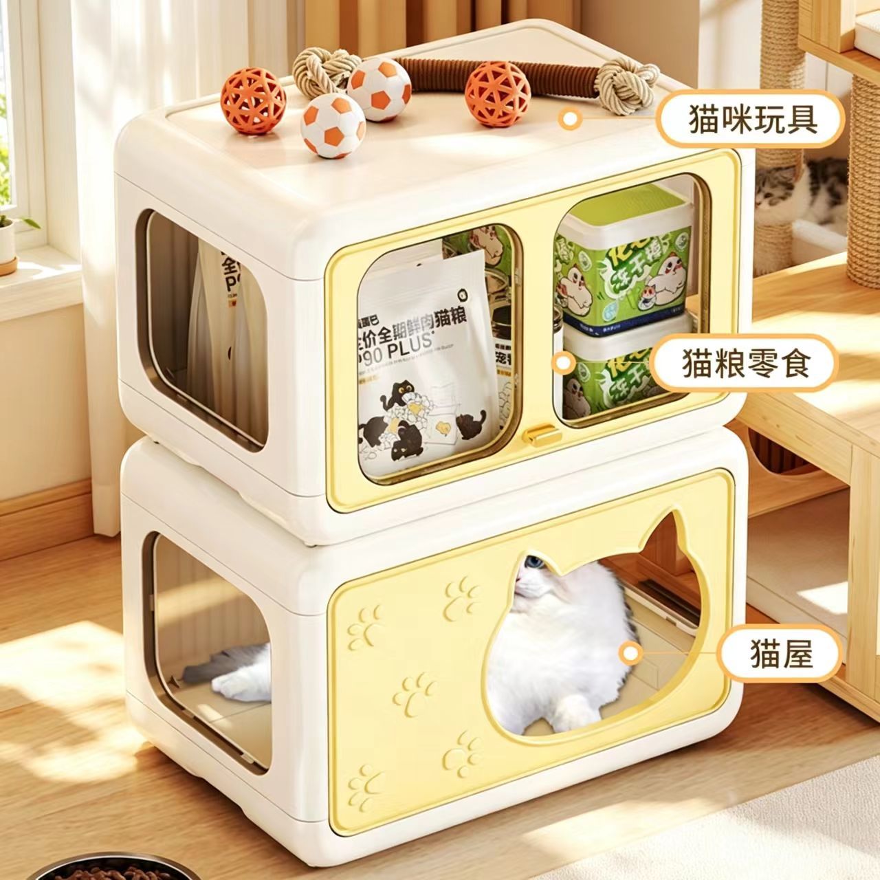 Cat cage, household indoor super-large free space storage cabinet, multi-layer cat bed, cat house details Picture