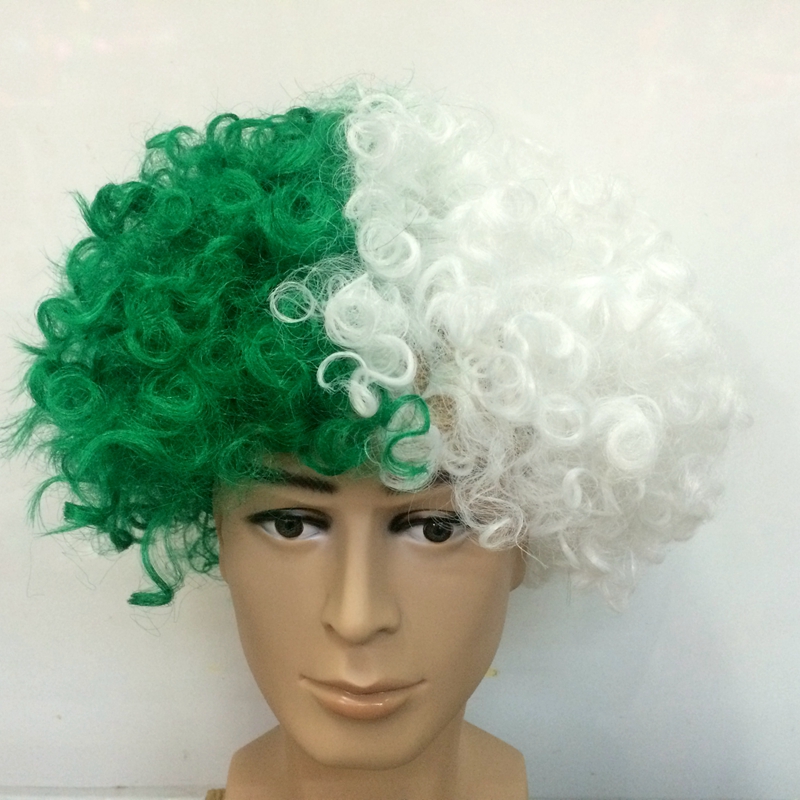 Yiwu Qianfang wigs and hats, Pakistani green and white various fan cosplay wigs 5675 Item Picture