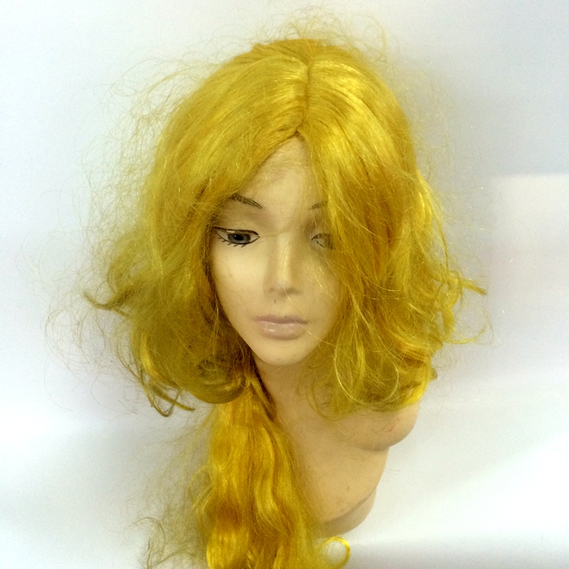 Qanfang festival peluca sombrero amarillo 1m largo princesa grande trenzas peluca cosplay 2213 Item Picture