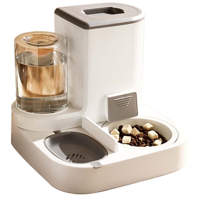 The main body of the white pet intelligent automatic drinking water feeder is a pet automatic feeder and water dispenser Item Picture