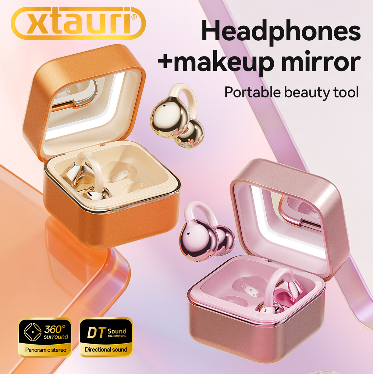 XTAURI M161 Earbuds 2-in-1 LED Fill Light Makeup Mirror蓝牙耳机