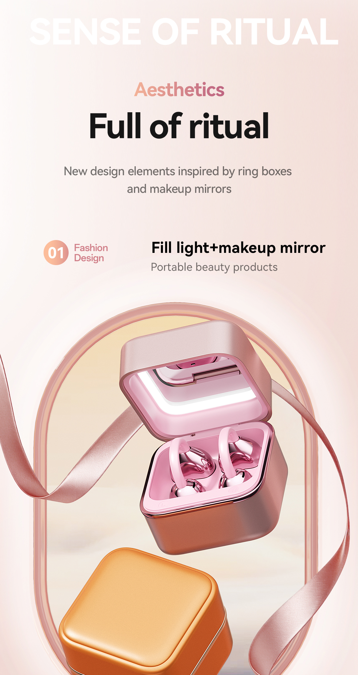 XTAURI M161 Earbuds 2-in-1 LED Fill Light Makeup Mirror蓝牙耳机 pic 4