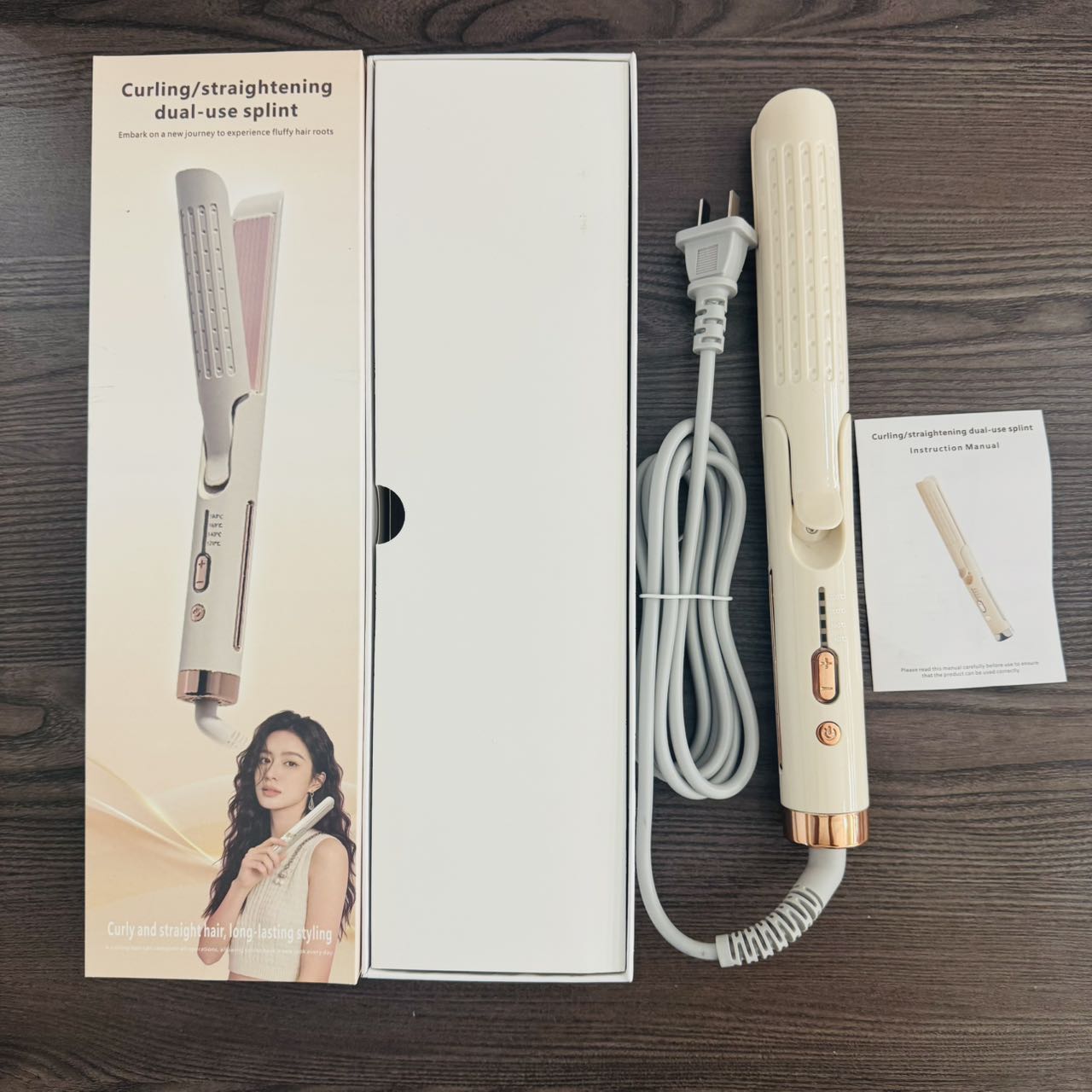 Off-white, curly and straight dual-purpose hair care splint with constant-temperature hair care ceramic coating details Picture