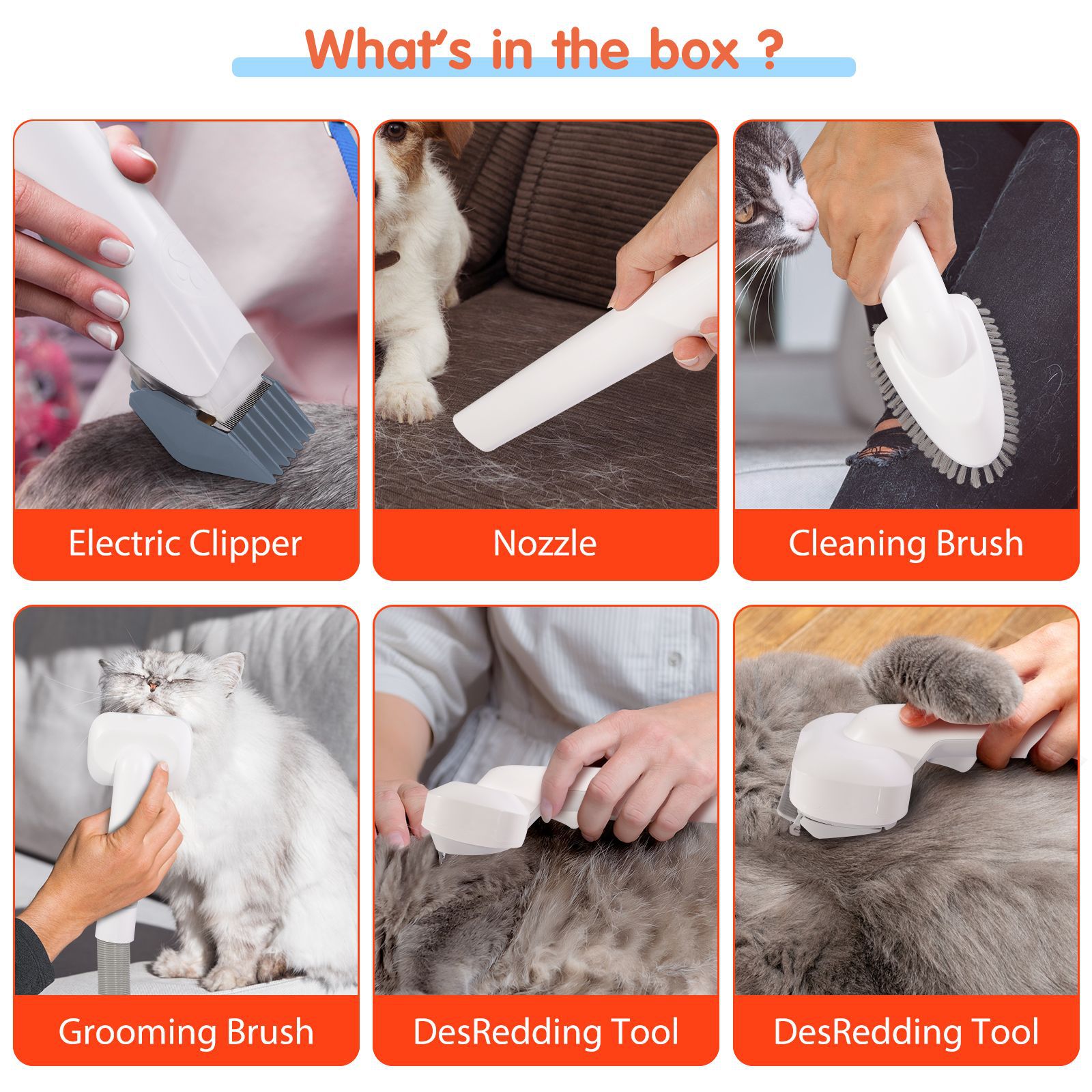 Cross-border pet multi-functional hair styling device, dog vacuum cleaner set, all-in-one machine, Krypton cat vacuum cleaner, hair clipper Specification image