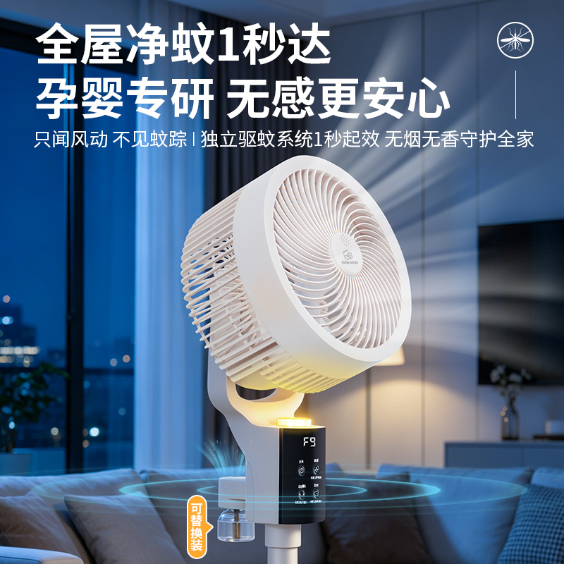Chuchuang Mommy's white standing floor fan, electric fan, small fan, handheld home silent energy-saving fan, electric fan, floor fan details Picture