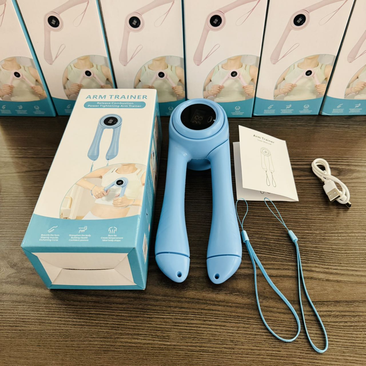 蓝色臂部训练器瑜伽环悬挂带龙门架配套运动腰包大型健身器材