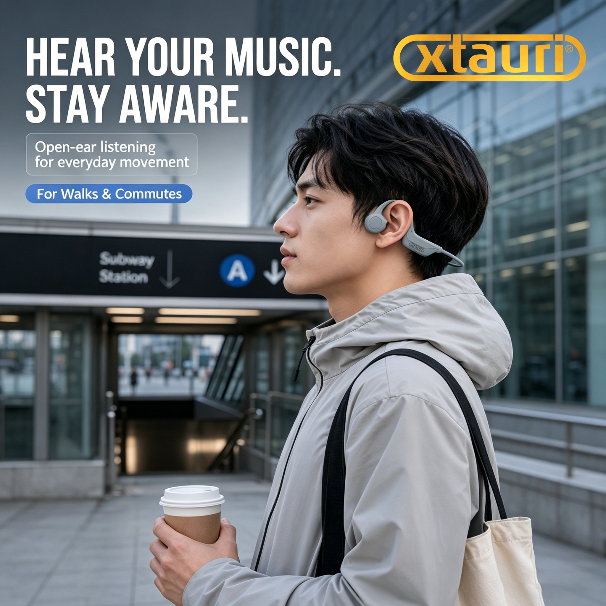 XTAURI AIR10 Bone Conduction Headphones V5.2 Grey Bluetooth bone Conduction Headphones Bluetooth headphones details Picture