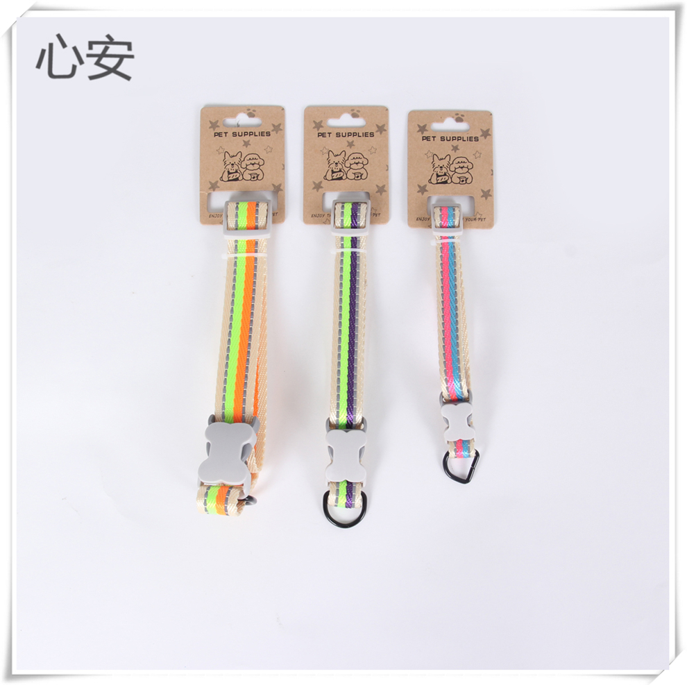 间色条纹印花宠物项圈 猫咪狗狗通用可调节牵引脖圈颈圈 款式多样