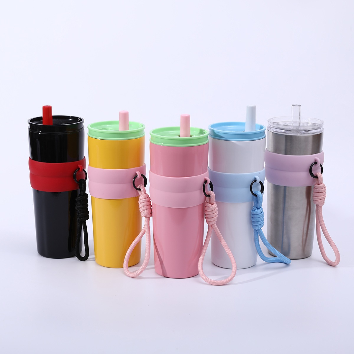 Nuevo sling 304 taza de aislamiento de acero inoxidable de gran capacidad coche taza de pajita con cordón de transporte portátil taza de acompañante taza de agua Specification image
