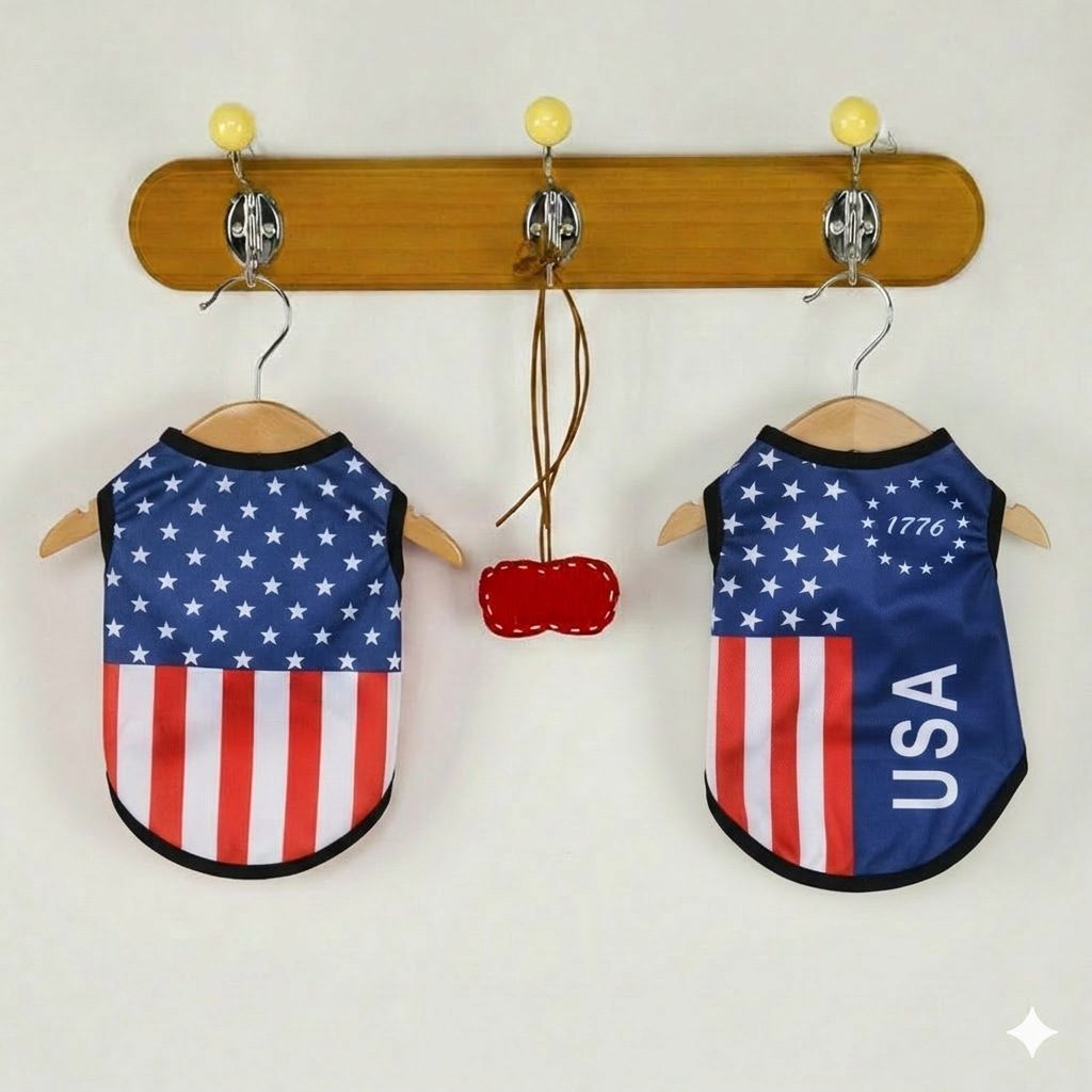 A thin, breathable vest with a halter top for the Independence Day of the United States and Amazon's printed clothes for European and American pet dogs Application Scenario