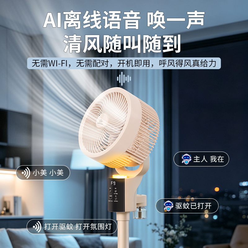 Chuchuang Mommy's white standing floor fan, electric fan, small fan, handheld home silent energy-saving fan, electric fan, floor fan Application Scenario