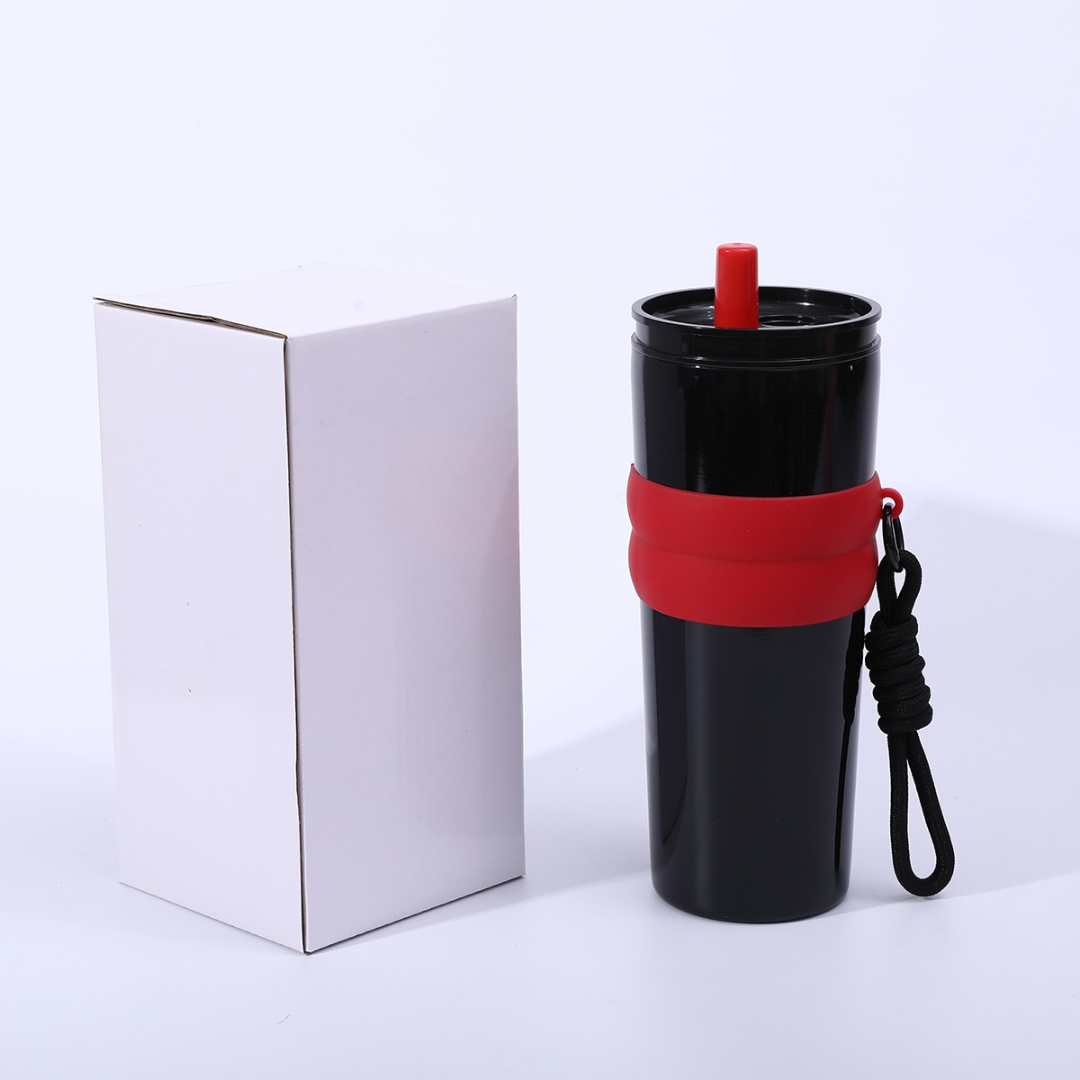 Nuevo sling 304 taza de aislamiento de acero inoxidable de gran capacidad coche taza de pajita con cordón de transporte portátil taza de acompañante taza de agua Item Picture