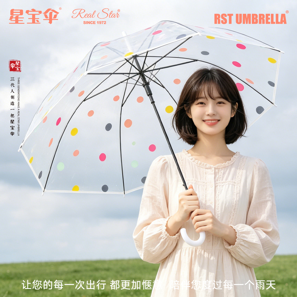 Xingbao Umbrella 963A polka Dot Umbrella, Long-handled transparent Apollo arched umbrella, 23-inch umbrella, Birdcage umbrella, Apollo Umbrella Specification image