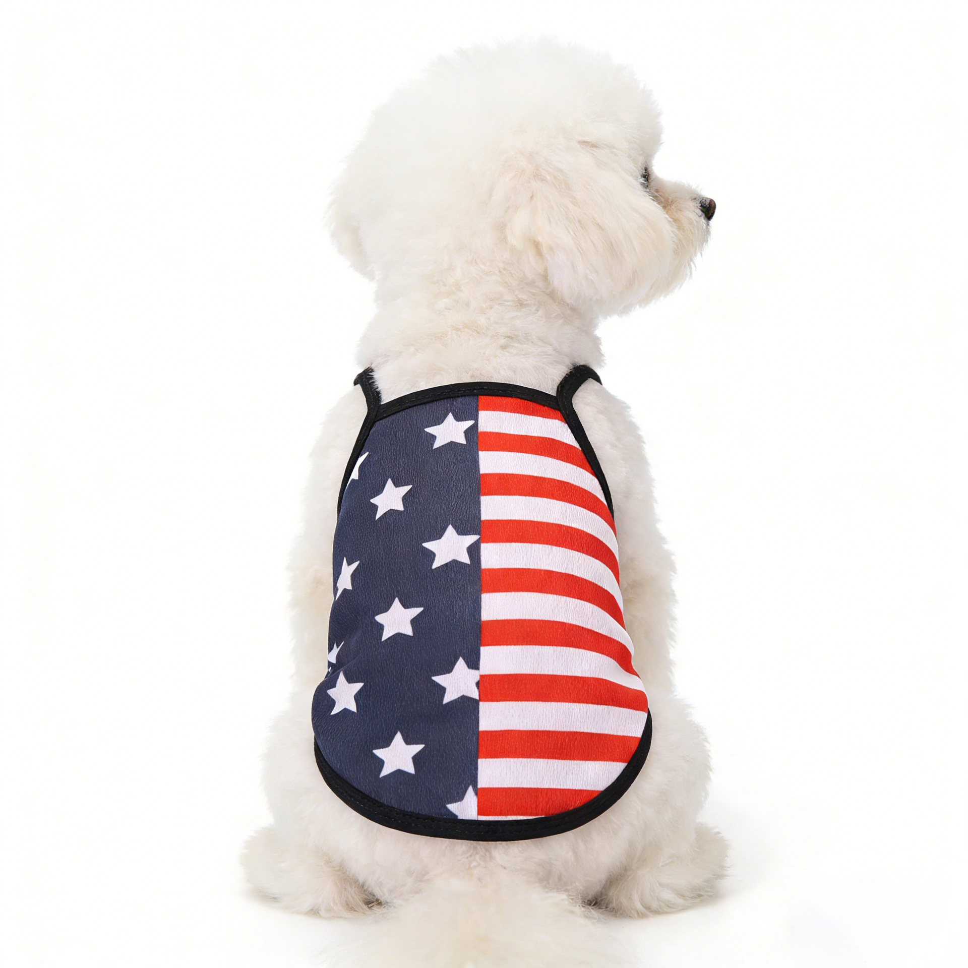 A thin, breathable vest with a halter top for the Independence Day of the United States and Amazon's printed clothes for European and American pet dogs details Picture