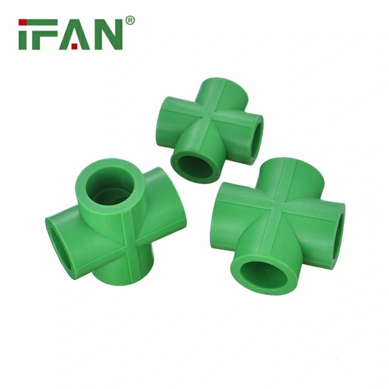 Best-Selling IFAN Green PPR Plastic 4-Way Pipe Fitting