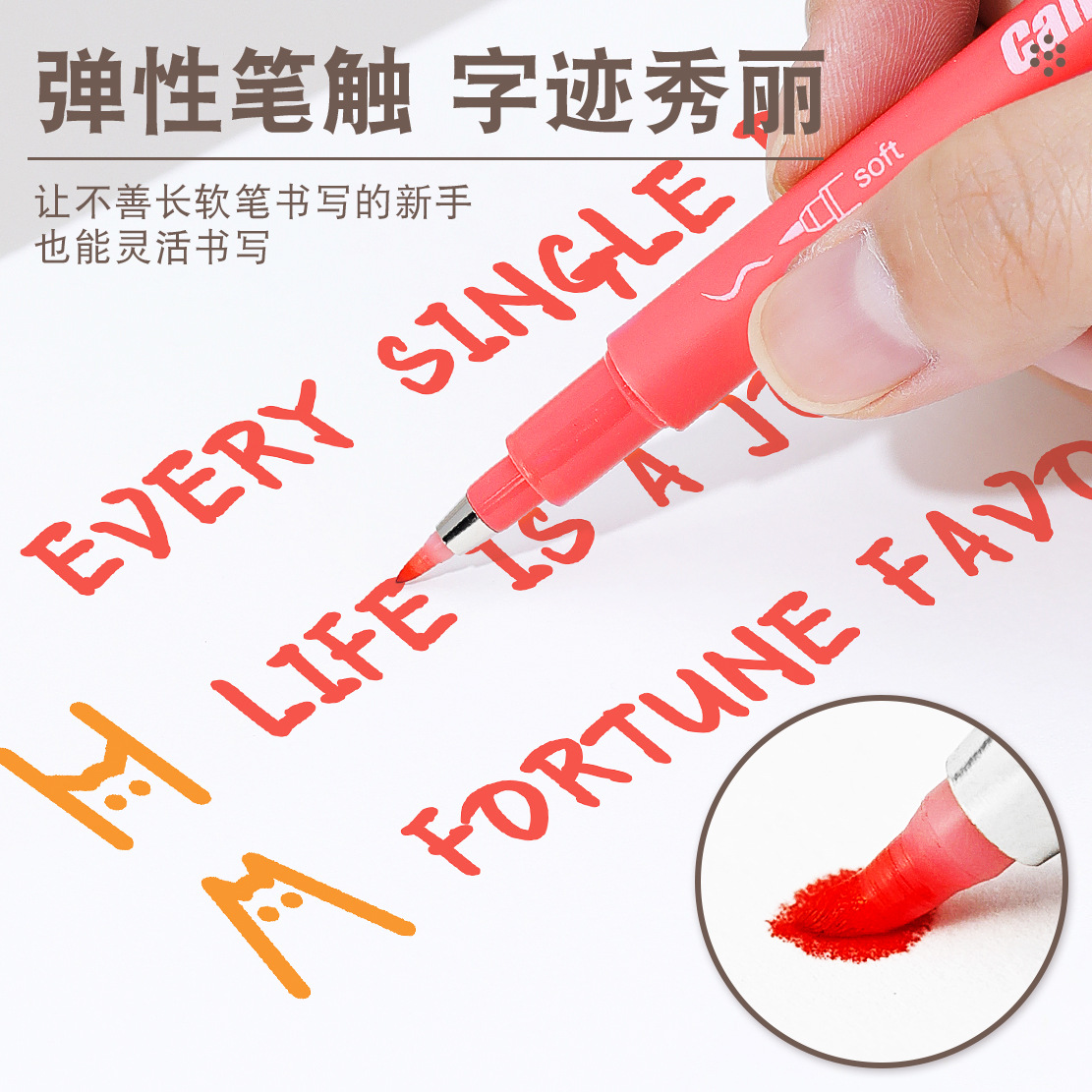 We offer a wide range of watercolor soft drawing pens, elegant pens, outlining drawing pens, student note-taking pens, and soft-tipped colored drawing pens for calligraphy practice Specification image