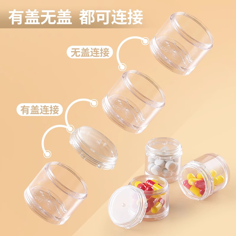 分装七天药盒分层迷你圆形透明一周药品收纳盒便携分类分格小药盒