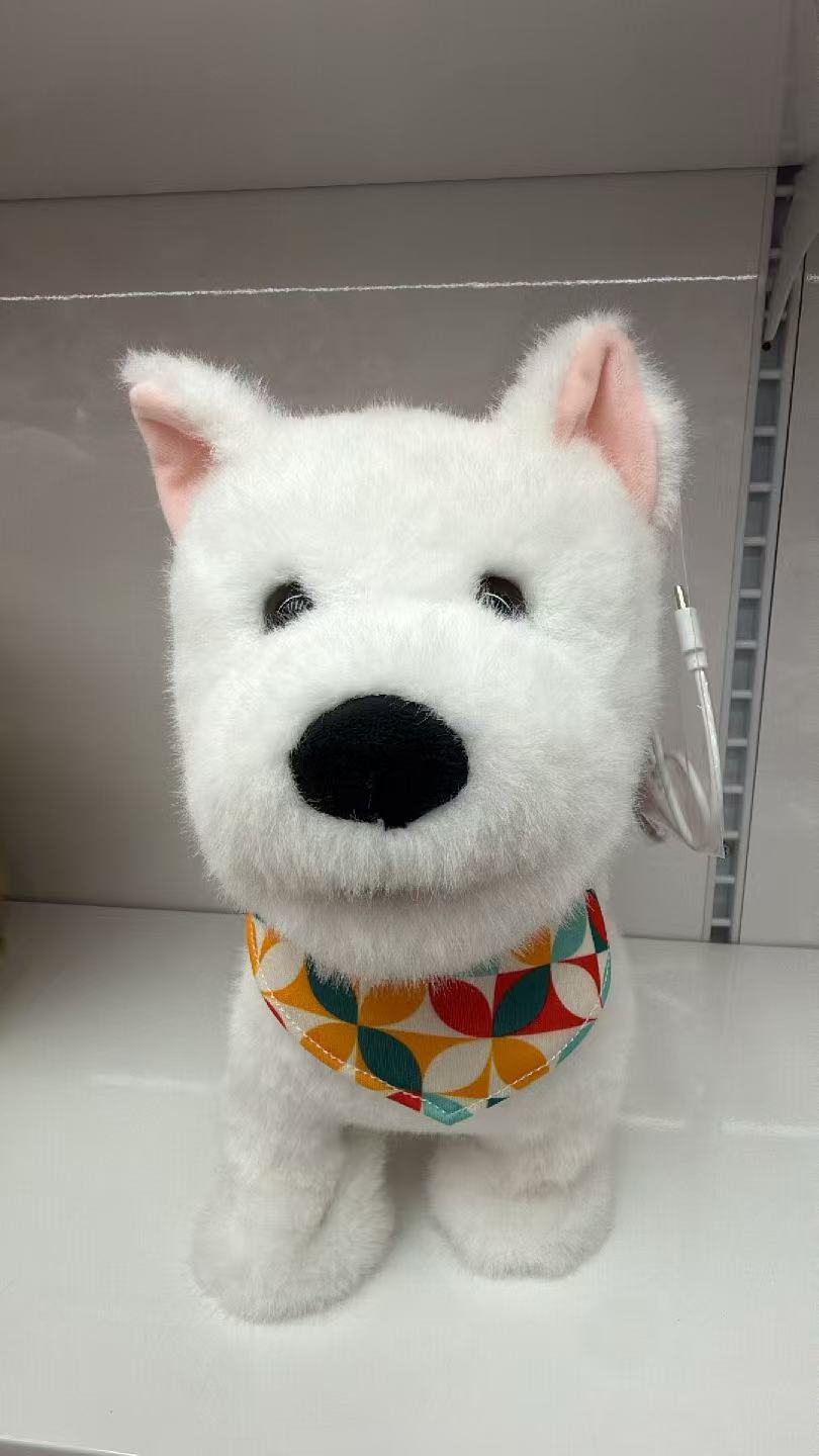 Retractor lamiendo la lengua simulación peludos cachorros lindos caminando y cantando peluches bonecos