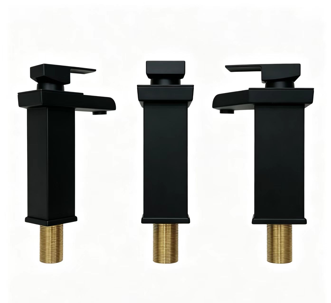 Matte black square waterfall basin faucet, hot and cold washbasin, bathroom countertop faucet Application Scenario