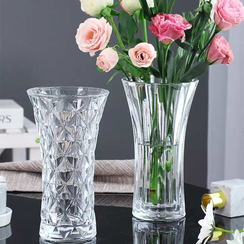 زهرية زجاجية حديثة سميكة وشفافة مزخرفة مع مزهرية details Picture