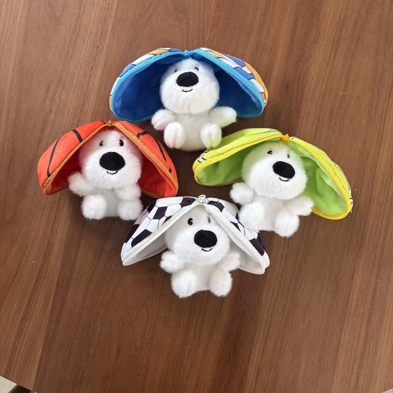 Puppy transformation ball creative 4-inch plush pendant, claw machine doll, key pendant, car schoolbag hanging decoration, gift, cartoon transformation keychain, costume doll pendant, plush toy, cute wholesale