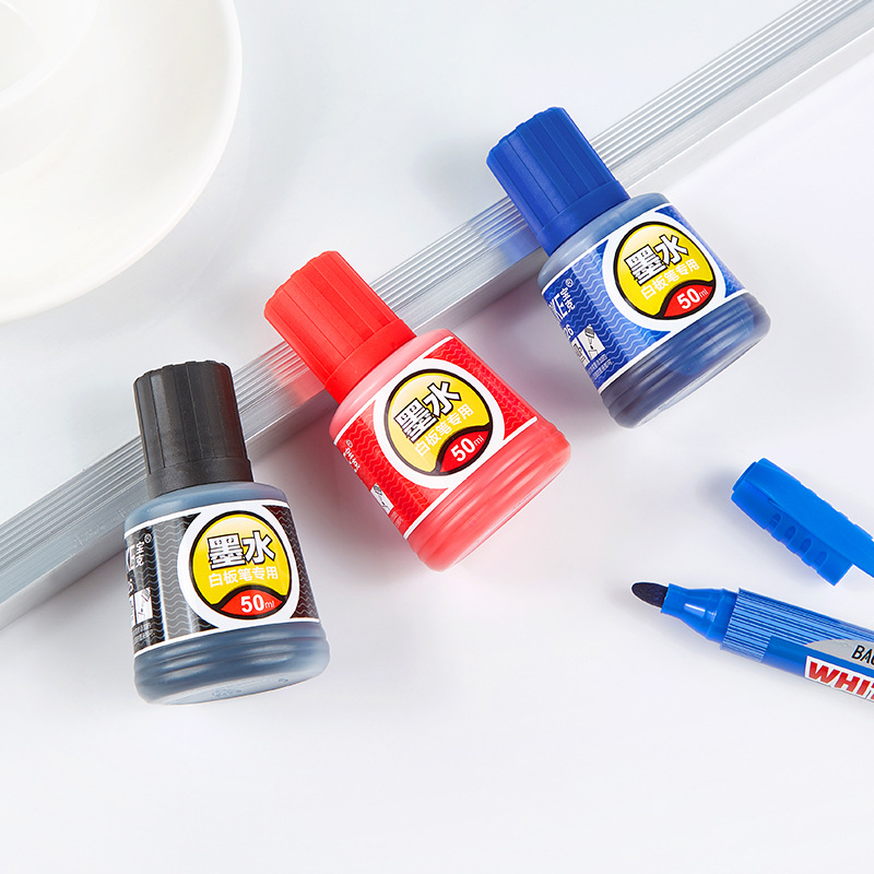Baok MS226 whiteboard pen Ink Refill Liquid is easy to erase. Wholesale of black, blue and red erasable whiteboard ink