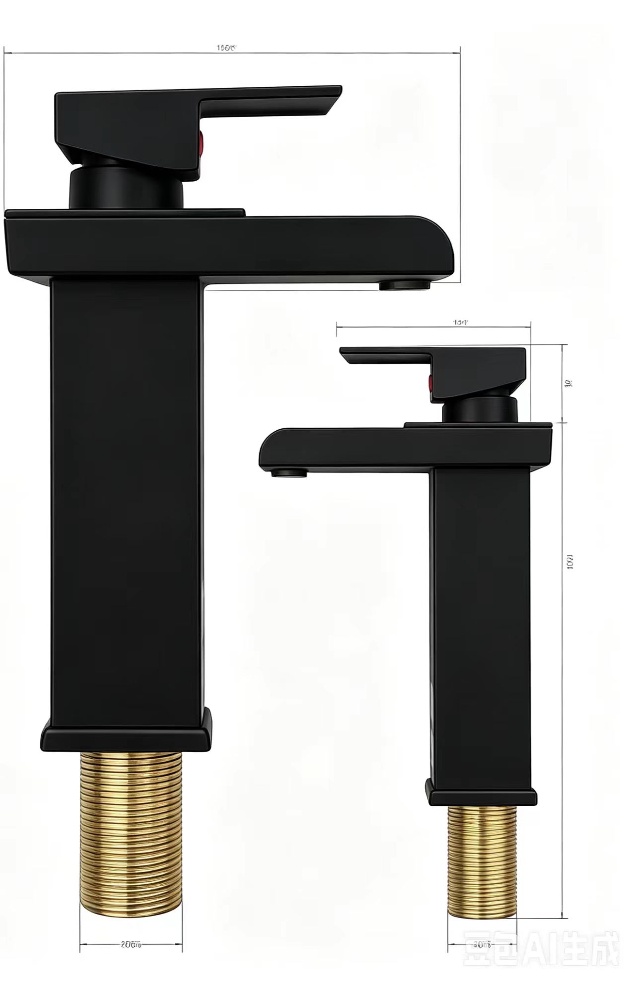 Matte black square waterfall basin faucet, hot and cold washbasin, bathroom countertop faucet Matte black square waterfall basin faucet, hot and cold washbasin, bathroom countertop faucet