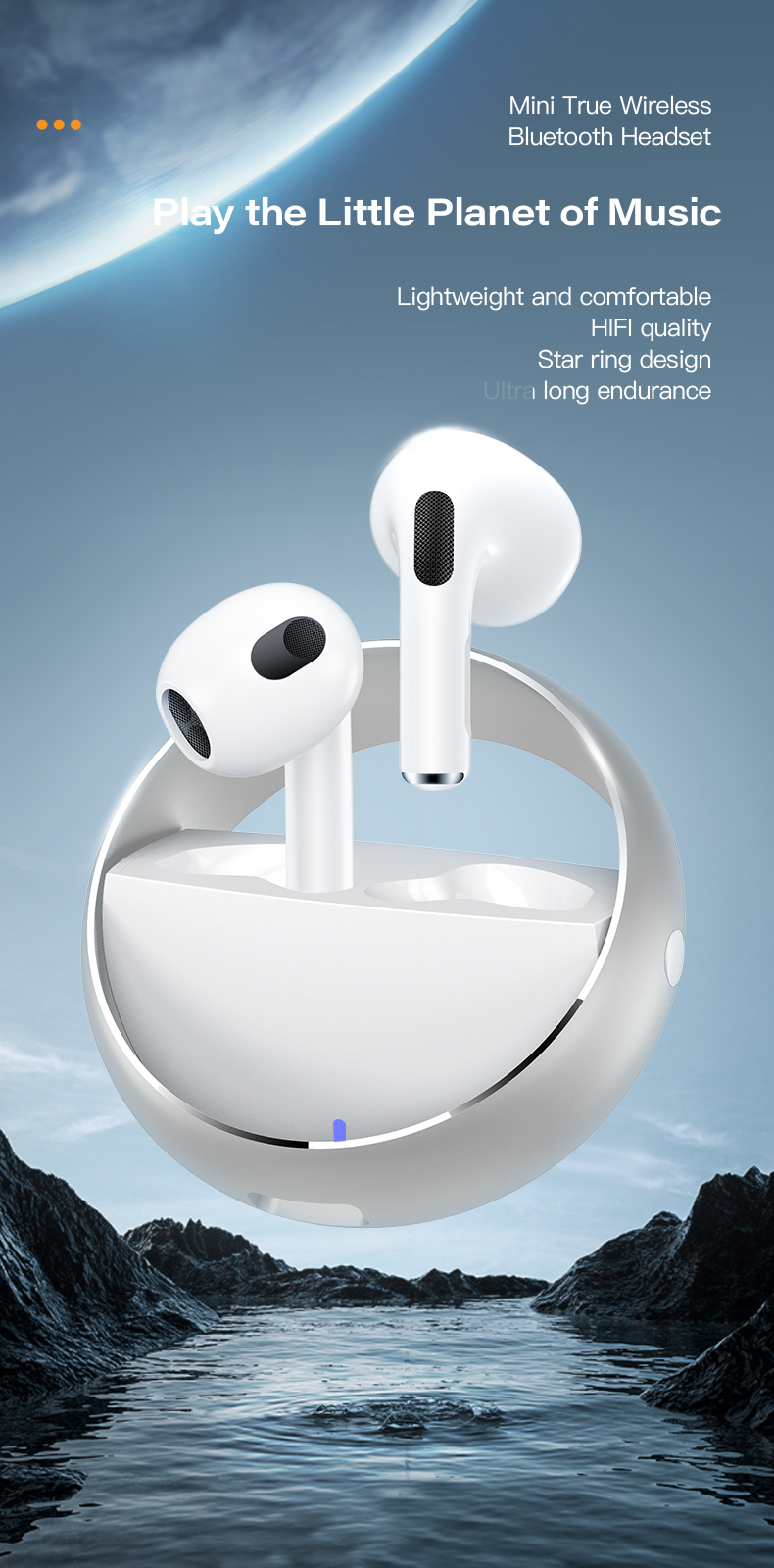 XTAURI Fashionable Spherical Metal Casing Wireless Earbuds pic 1