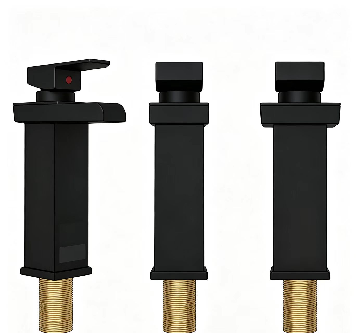 Matte black square waterfall basin faucet, hot and cold washbasin, bathroom countertop faucet Specification image