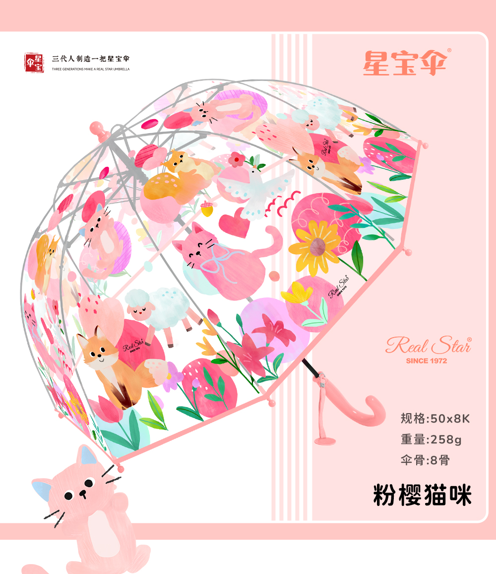 星宝伞015A新款儿童卡通磨砂雨伞直柄伞男女儿童宝宝雨伞全遮挡雨伞鸟笼雨伞详情4
