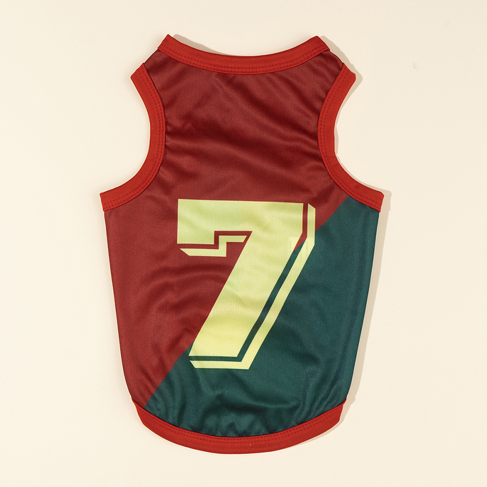 Cross-border World Cup pet jerseys with red and green stripes for cats and dogs, summer thin mesh pet clothing Item Picture