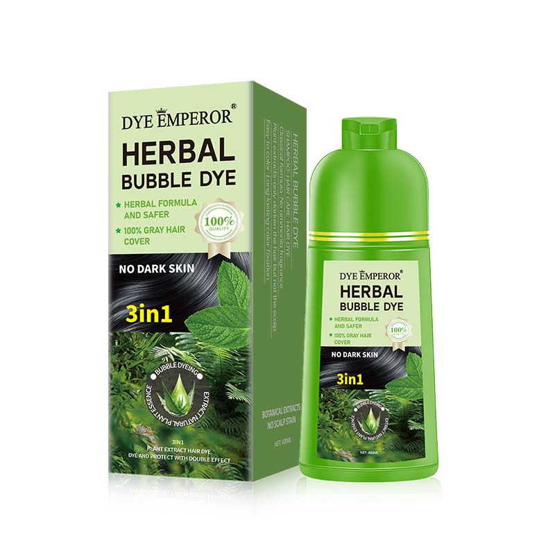 【外卖现货】中东热卖泡泡染染发剂一洗黑420ML Hair Dye Shampoo植物配方绿色膏体持久固色