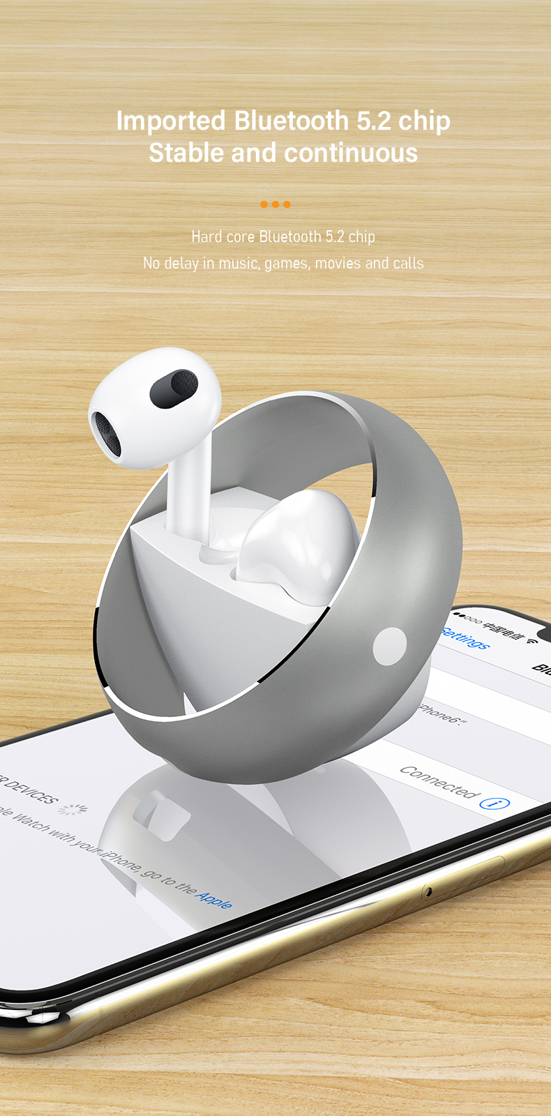 XTAURI Fashionable Spherical Metal Casing Wireless Earbuds pic 7