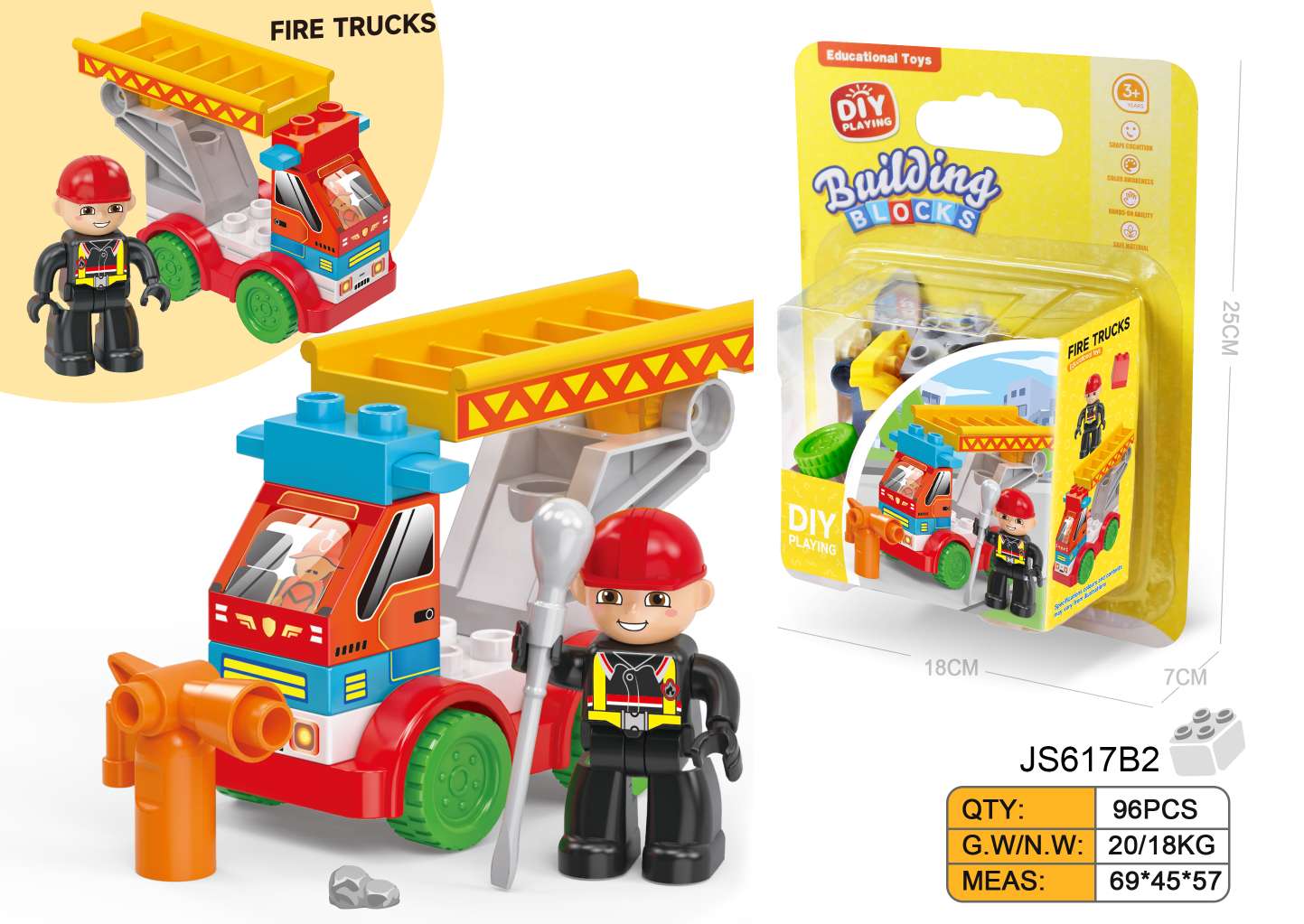 TL72549DIY Creative Fire Engine Compatible with Lego Desktop Large Block educational Puzzle (15PCS) Specification image