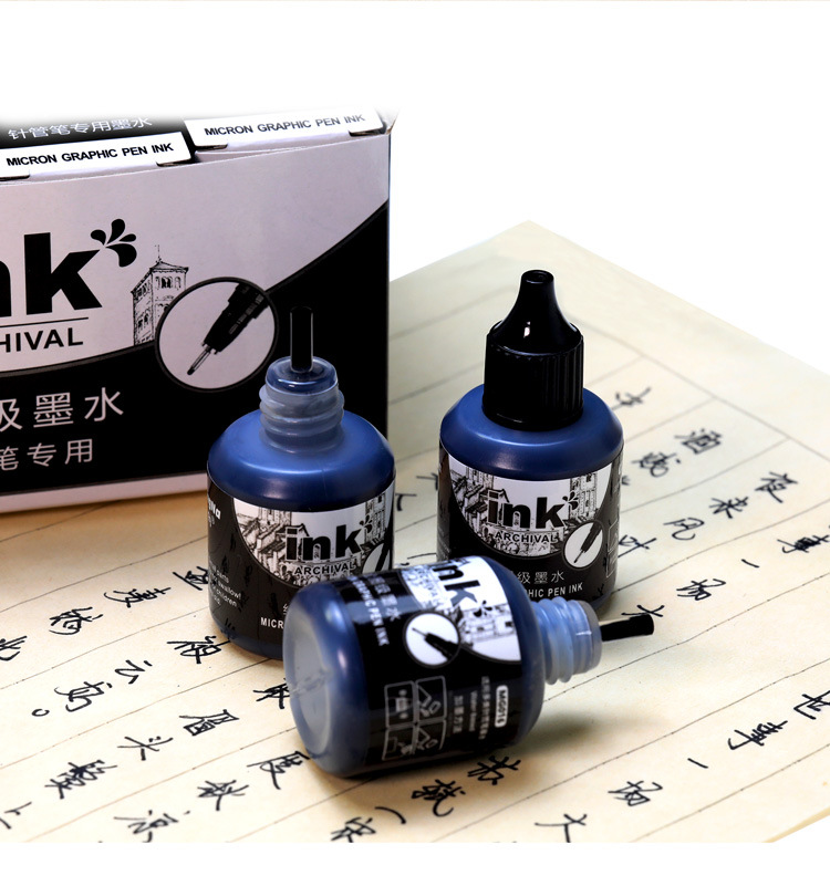 Guangnah MG016 inkable aguja pluma enchufe pluma tinta líquido de recarga tinta pigmento de grado de dibujo negro al por mayor pic 10