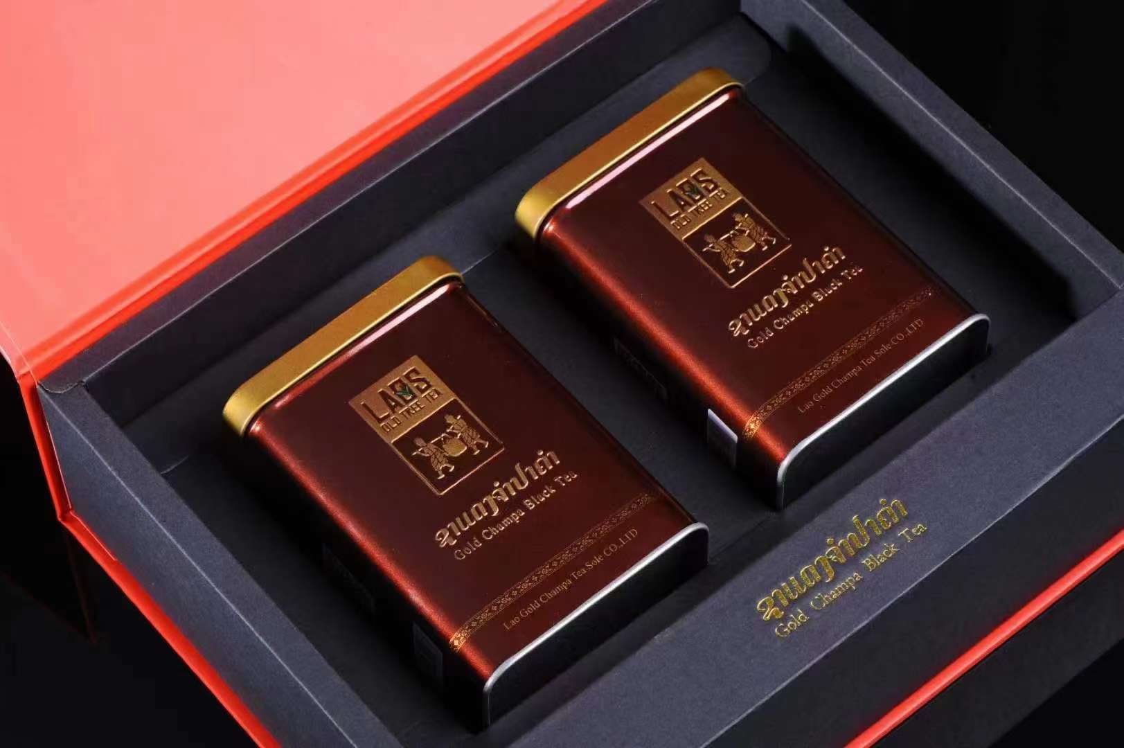 Black can packaging of wild ancient tree black tea from Kinchanba, Laos, top grade, 500-year-old ancient tree details Picture