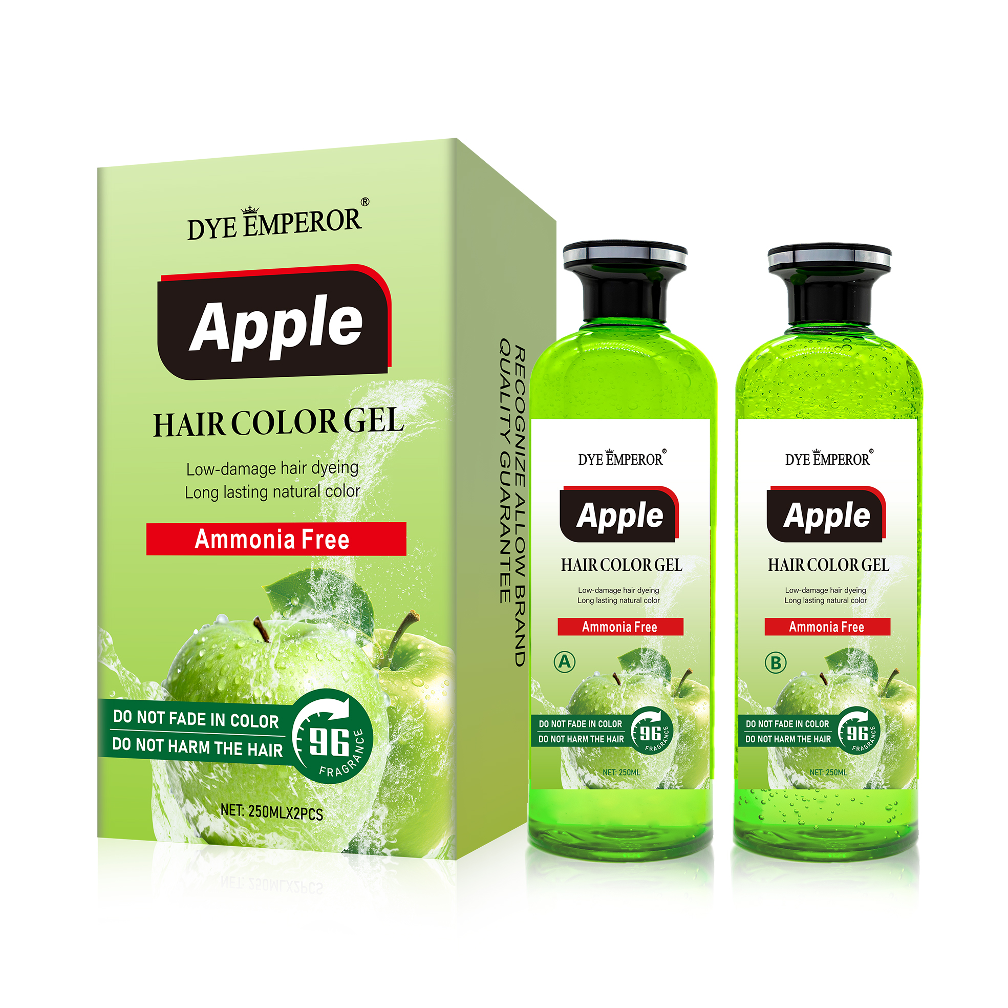 OEM 工厂定制 苹果水晶黑油染发剂250ml*2清水染白发染黑不沾皮肤Black Apple Hair Dye Gel