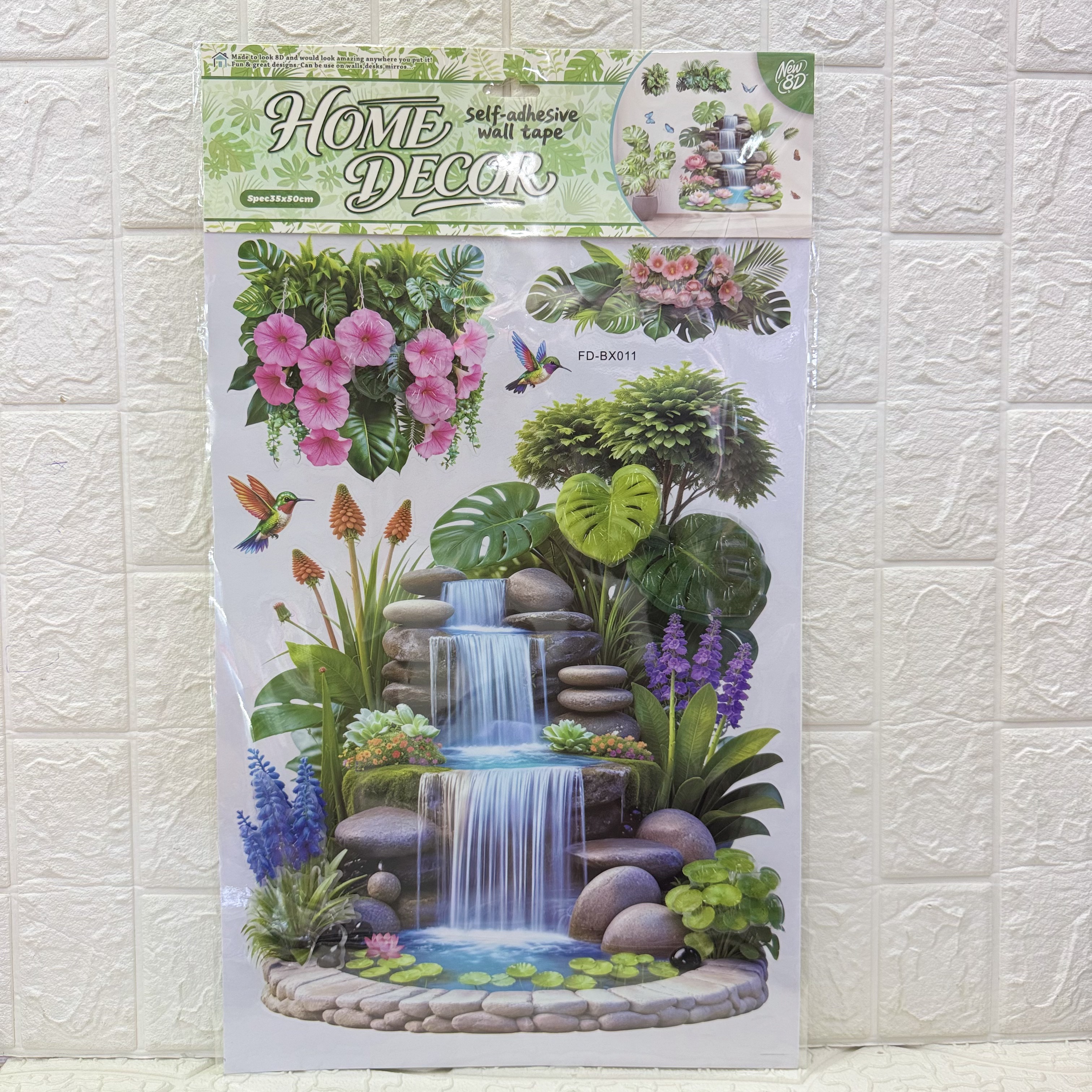 Green plant waterfall wall stickers for home decoration, three-dimensional layer wall stickers, green plant waterfall, butterfly and flower wall stickers, layer upon layer Specification image
