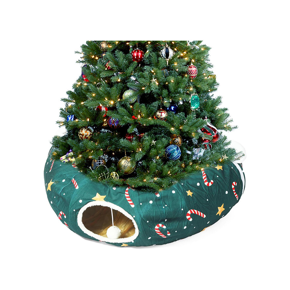 Amazon burst navidad gato túnel plegable creativo navidad pet túnel nido festivo ambiente gato paso Item Picture