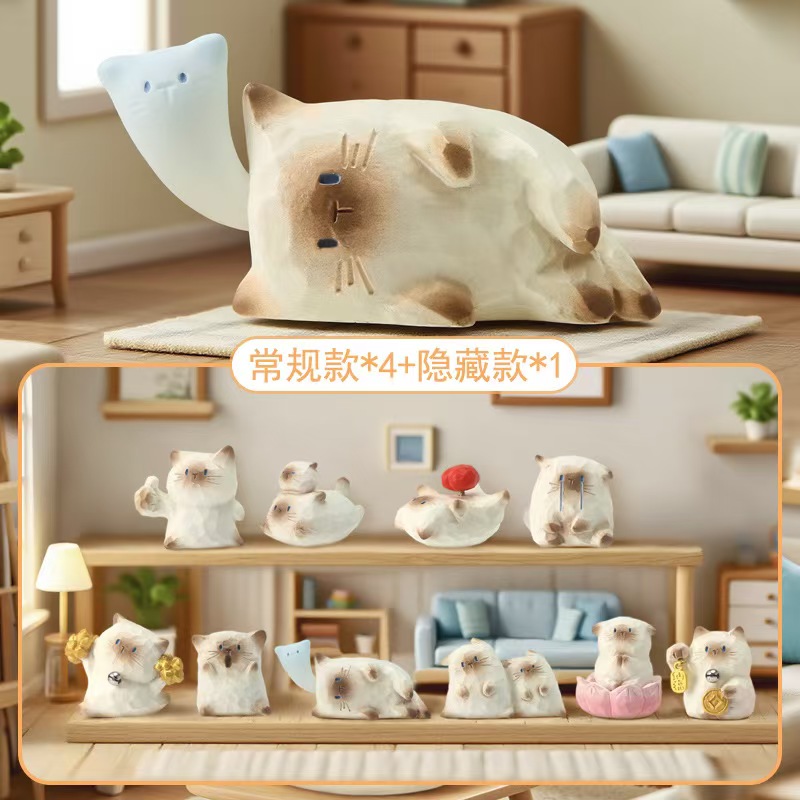 猫猫PAI情绪盲盒卡通可爱桌面摆件