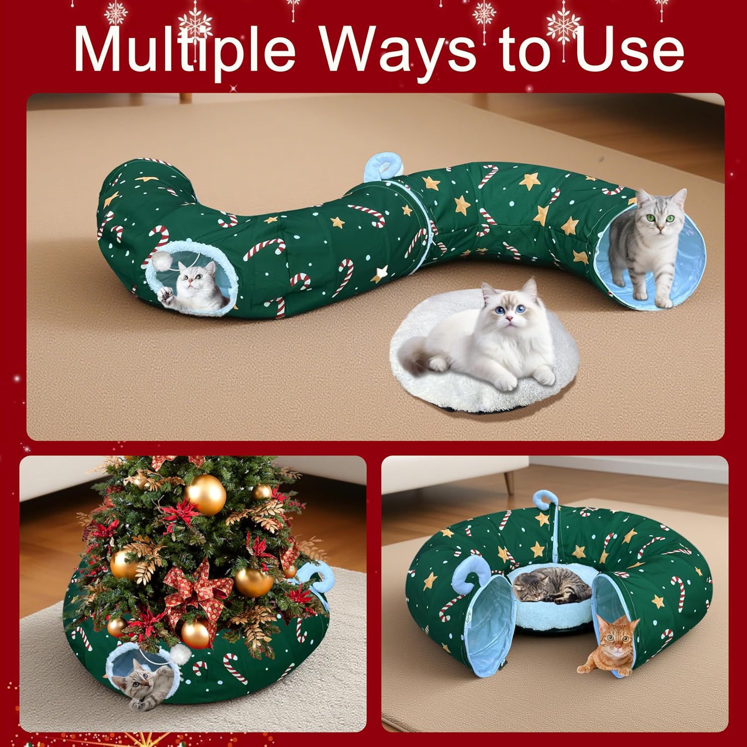 Amazon burst navidad gato túnel plegable creativo navidad pet túnel nido festivo ambiente gato paso Application Scenario