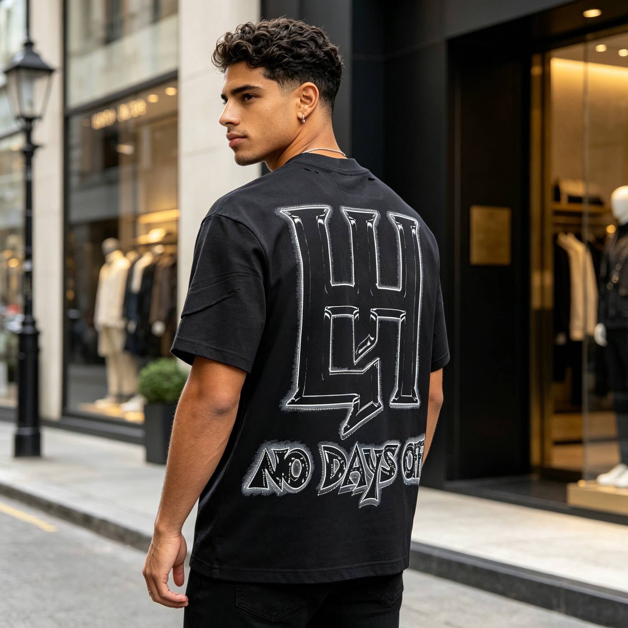 In 2026, China's wholesale clothing for men and women, pure cotton cross-border American streetwear brand Life Hustlers, high street retro rhinestone round-neck short-sleeved T-shirt, loose and casual Application Scenario