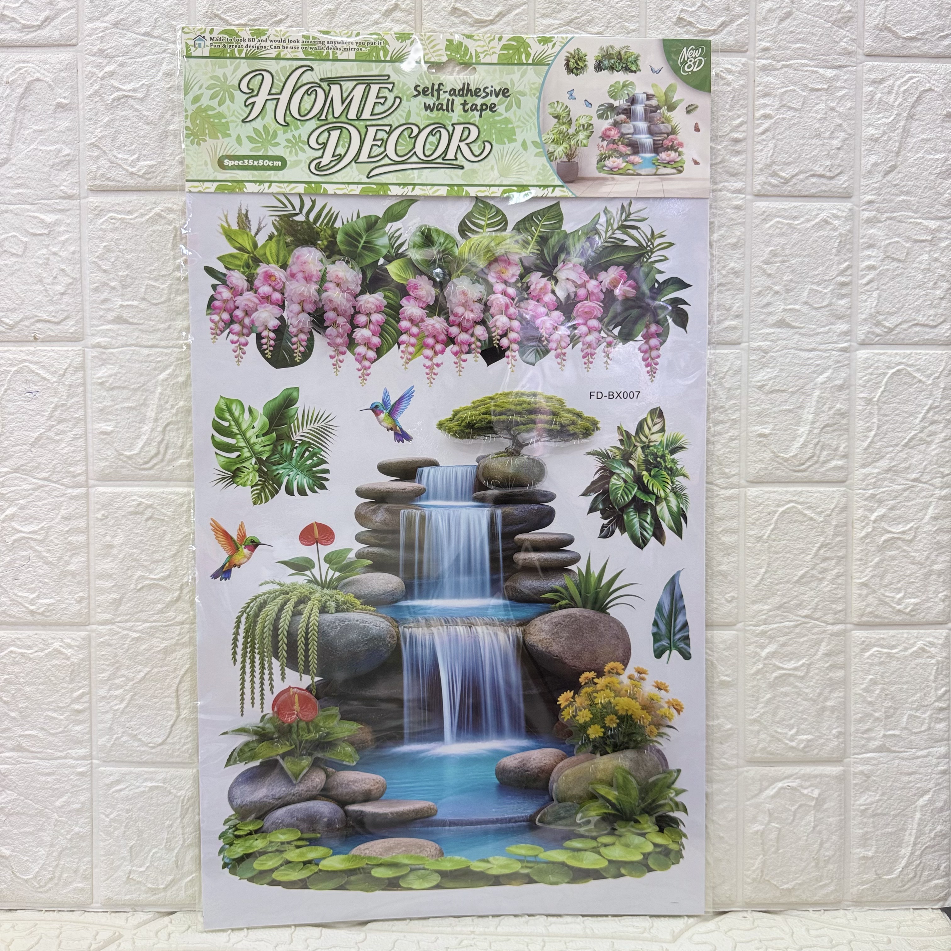 Green plant waterfall wall stickers for home decoration, three-dimensional layer wall stickers, green plant waterfall, butterfly and flower wall stickers, layer upon layer Application Scenario