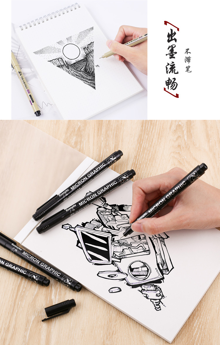Guangnah MG016 inkable aguja pluma enchufe pluma tinta líquido de recarga tinta pigmento de grado de dibujo negro al por mayor pic 9