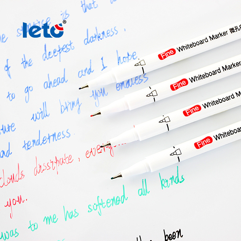 Letu WB8826 Ultra-thin 0.5MM erasable whiteboard pen, teaching and office creative color marker pen, water-based black details Picture