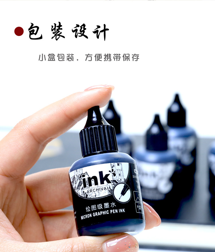Guangnah MG016 inkable aguja pluma enchufe pluma tinta líquido de recarga tinta pigmento de grado de dibujo negro al por mayor pic 2