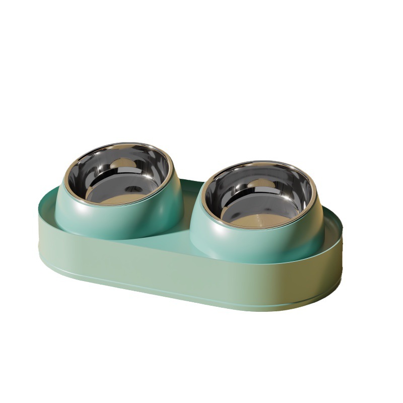 The ceramic bowl for cat food is designed for eating, drinking and feeding. It has a slanted mouth to protect the cervical vertebrae from being knocked over. It is a double bowl for pets Item Picture