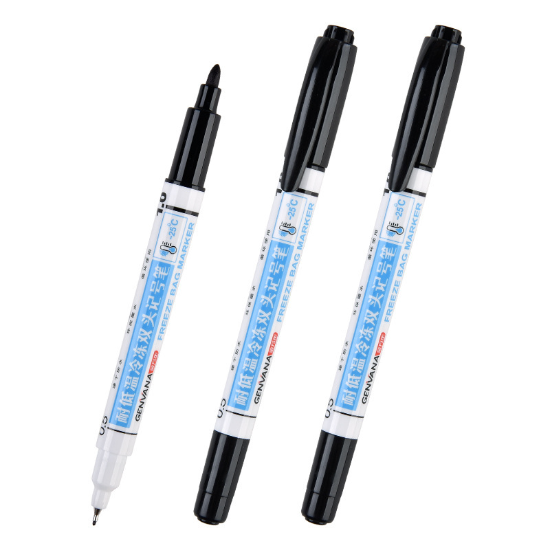 Jin Wannian Low-temperature Anti-freezing packaging Marking Marker Pen, Double-headed oil-based waterproof quick-drying freezing and refrigeration marker pen Item Picture